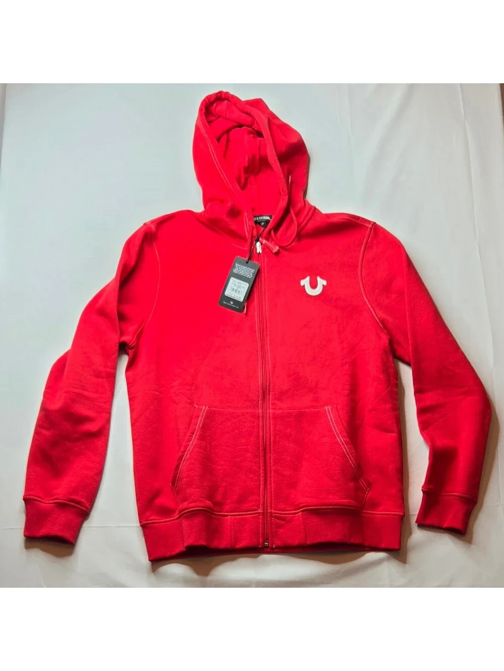 NWT True Religion Men's Buddha Logo Seal Zip Hoodie Red XL